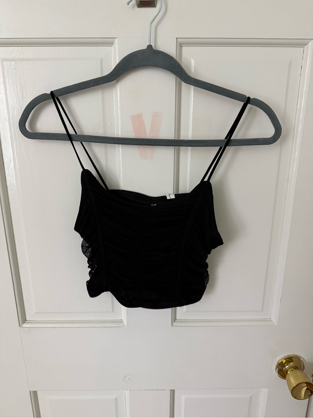 PacSun Black Ruched Spaghetti Strap Crop Top